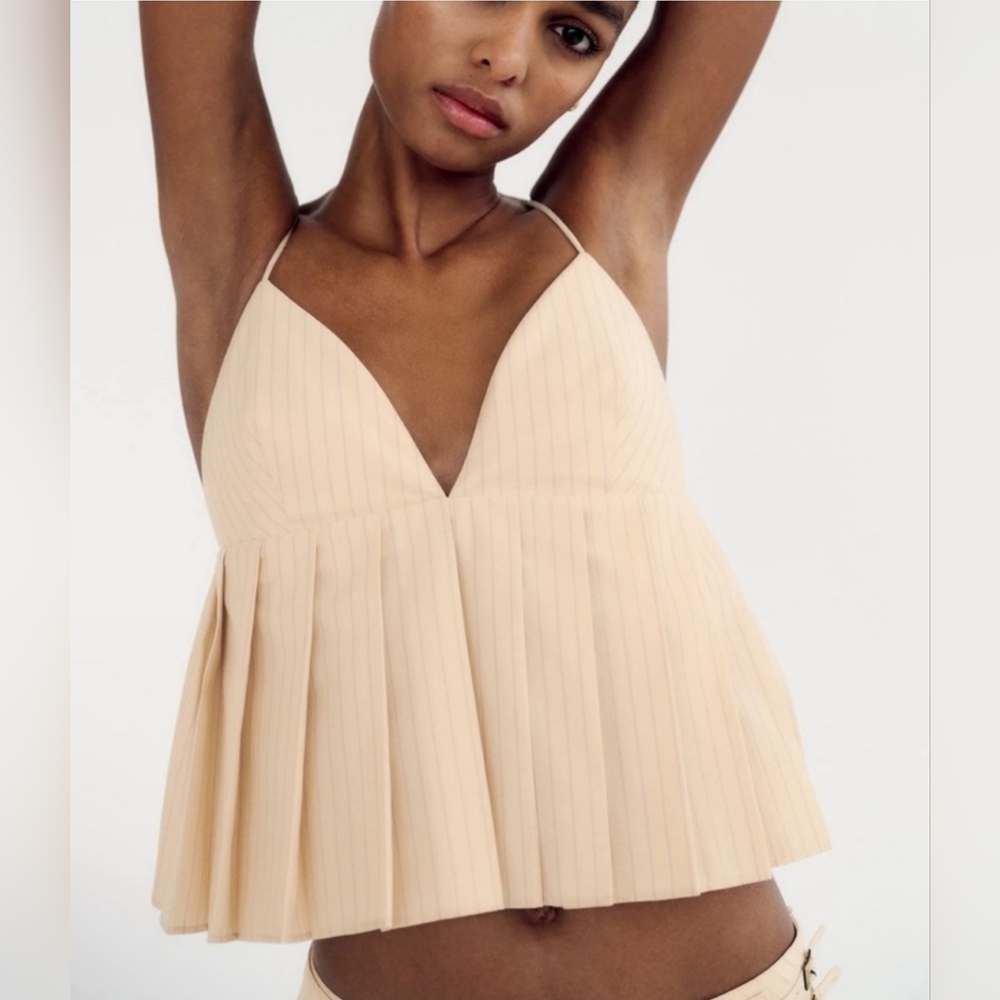 NWT ZARA CROP PEPLUM TOP